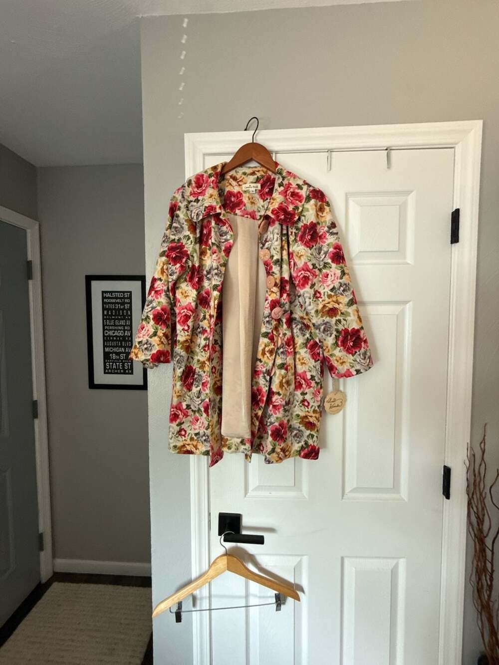 Cousin Earl Women's Floral Print Tapestry Coat with Large Buttons